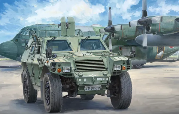 Картинка япония, бронеавтомобиль, JASDF, Komatsu LAV, Силы самообороны Японии