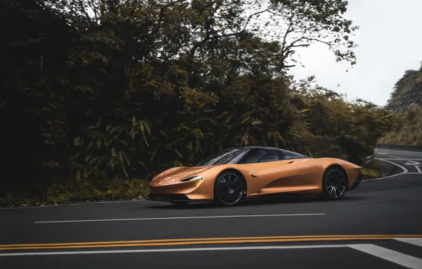 Картинка McLaren, road, Gold, Speedtail