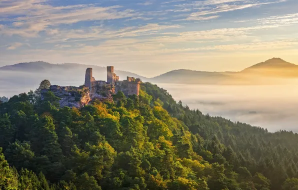 Картинка горы, Германия, руины замка, Альтдан