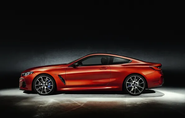 Картинка оранжевый, фон, купе, BMW, профиль, Coupe, 2018, 8-Series, 8er, G15