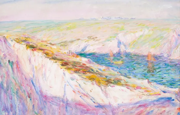 Картинка пейзаж, картина, Джон Питер Расселл, John Peter Russell, Меловые Скалы в Заливе Гулфар