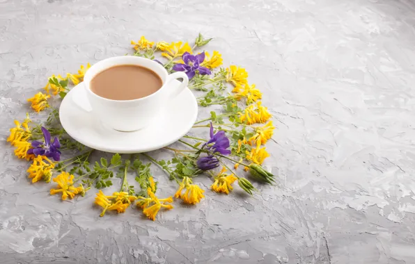 Картинка цветы, кофе, чашка