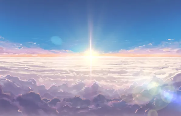 Картинка небо, облака, восход, аниме, арт, Kimi no Na wa, Твоё имя