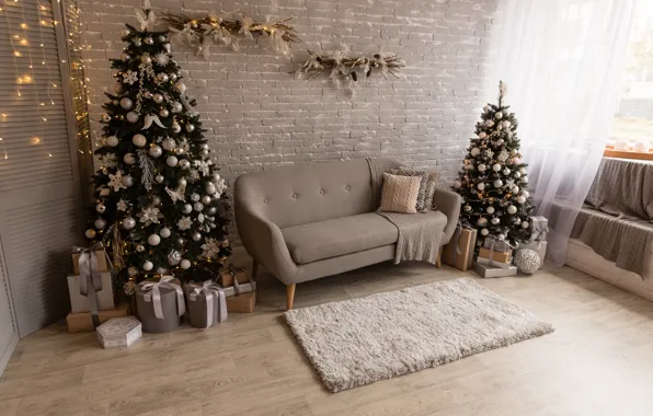 Картинка украшения, елки, новый год, рождество, интерьер, подарки
