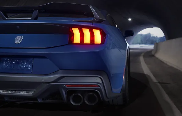 Картинка Mustang, Ford, Light, Ford Mustang, Blue, Rear, 2024, Dark Horse