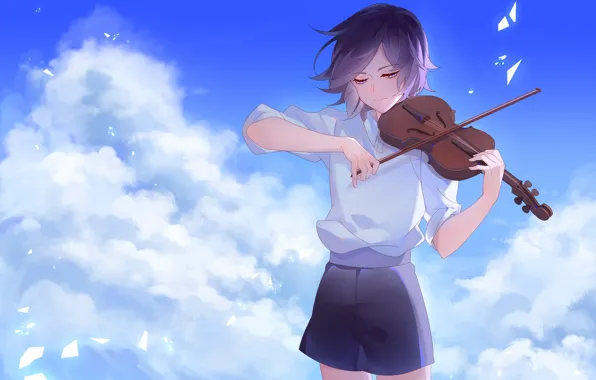 Картинка небо, скрипка, мальчик