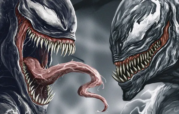 Картинка арт, монстры, зубастики, Веном, Venom, симбиоты