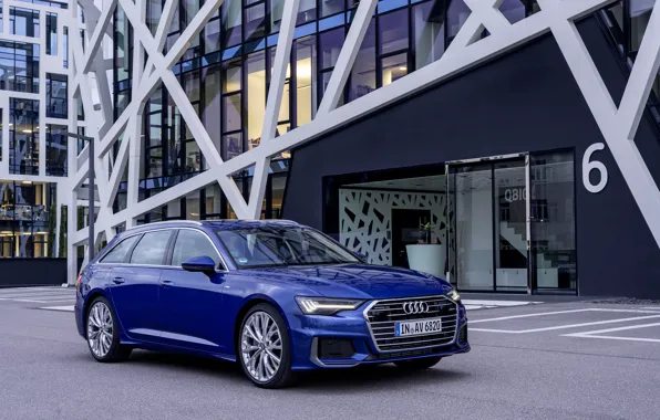 Картинка синий, Audi, фасад, 2018, универсал, A6 Avant