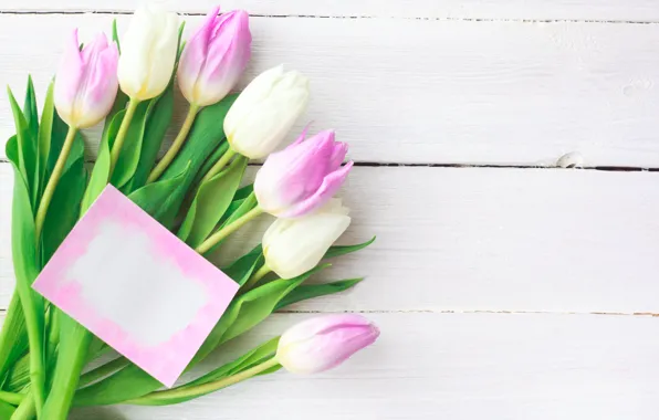 Картинка цветы, букет, тюльпаны, love, розовые, white, fresh, pink, flowers, romantic, tulips, spring