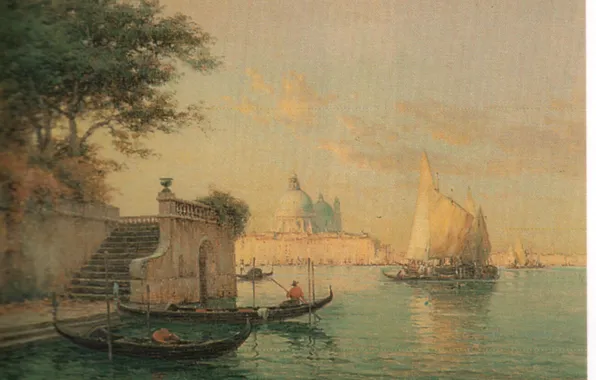 Картинка лодки, паруса, ступеньки, THE GRAND CANAL, BOUVARD