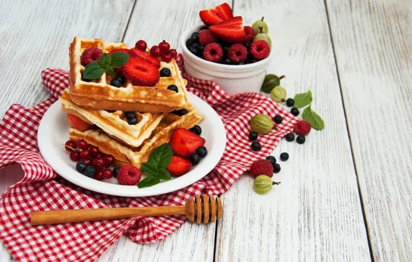 Картинка ягоды, завтрак, вафли, Olena Rudo