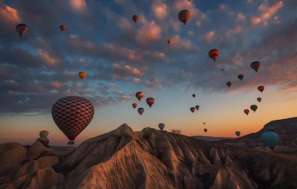 Картинка горы, воздушный шар, Турция, Каппадокия