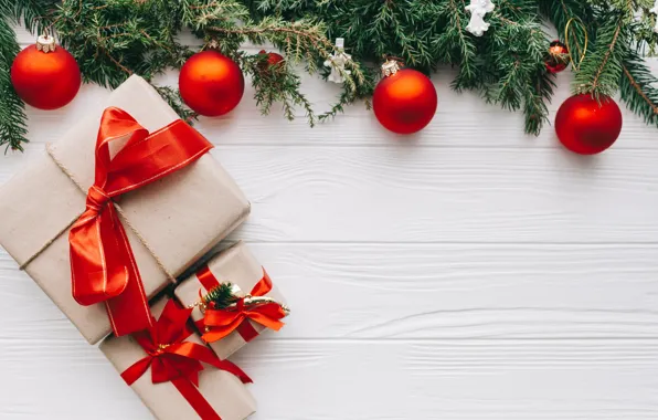 Картинка шары, елка, Новый Год, Рождество, подарки, Christmas, balls, wood, New Year, decoration, gifts, Merry, fir …