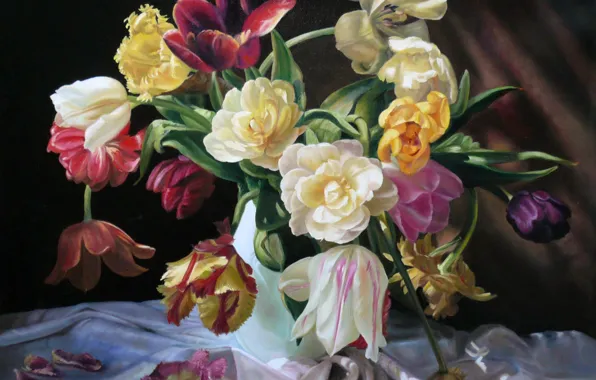 Картинка букет, тюльпаны, ткань, Zbigniew Kopania