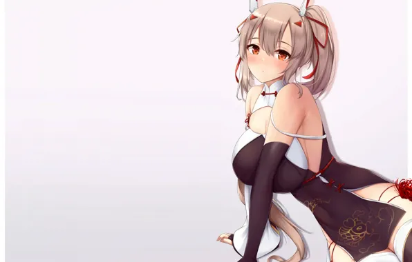 Картинка girl, sexy, cleavage, thighhighs, long hair, dress, boobs, anime, Ayanami, beautiful, pretty, breasts, attractive, handsome, …