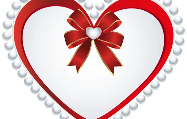 Картинка любовь, сердце, бант, Valentine's Day, жемчужины