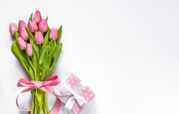 Картинка подарок, букет, тюльпаны, Розовые, поздравление, Diliana Nikolova