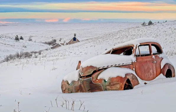 Картинка зима, машина, снег, лом