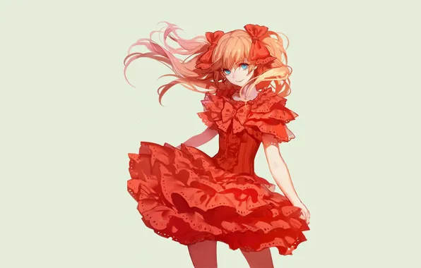 Картинка девушка, красное, платье