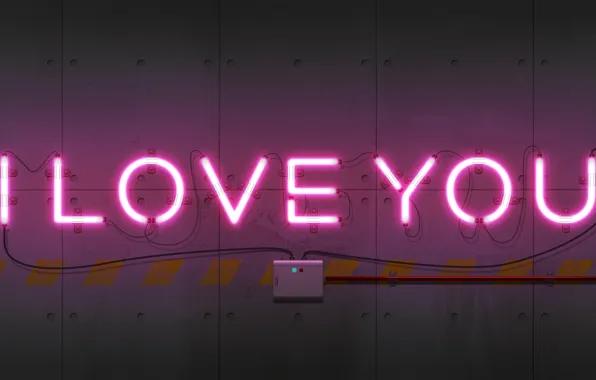 Картинка wall, i love you, heart, neon sign