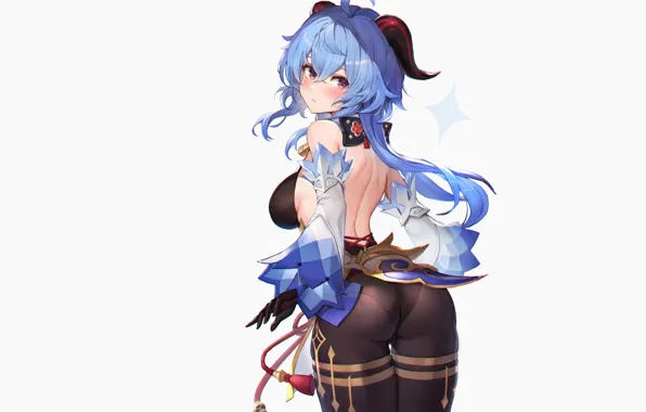 Картинка girl, sexy, ass, Anime, horns, blue, pretty, butt, tights, tight, genshin impact, genshin