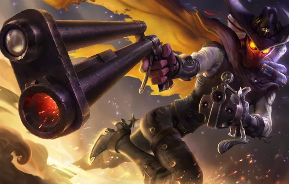 Картинка Fantasy, Art, Guns, League of Legends, Illustration, Weapon, LOL, Characters, Game Art, Jhin, Andrew Theophilopoulos, …
