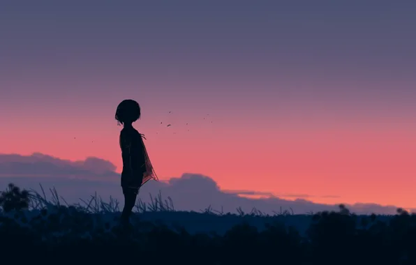 Картинка девушка, закат, природа, постапокалипсис, by Gracile