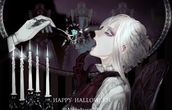 Картинка рука, свечи, мальчик, Хеллоуин, бриллиант, вилка, перчатка