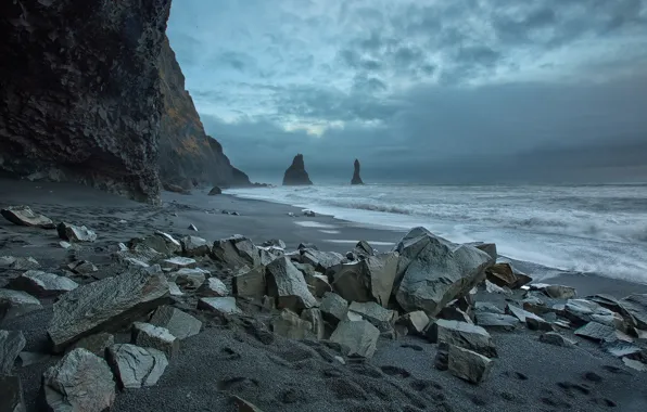 Картинка море, скала, камни, Исландия