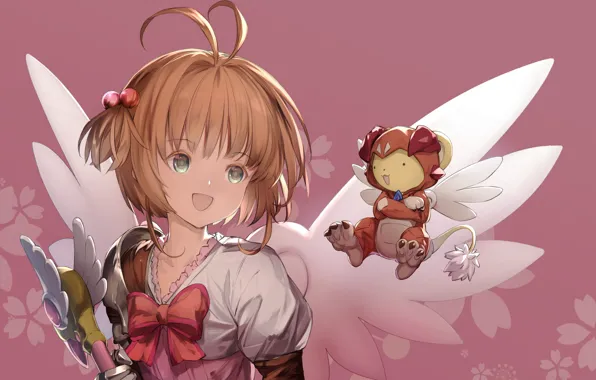 Картинка девочка, Card Captor Sakura, хвостики, Сакура - собирательница карт