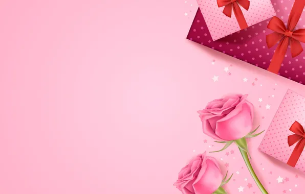 Картинка любовь, цветы, романтика, розы, подарки, love, happy, pink, flowers, romantic, открытка, 14 февраля, Valentine's Day, …