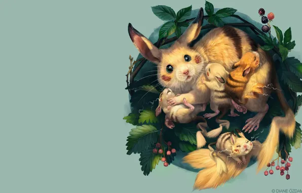 Картинка арт, гнездо, пикачу, малыши, покемон, десткая, Diane ÖZDAMAR, A nest of Pikachu
