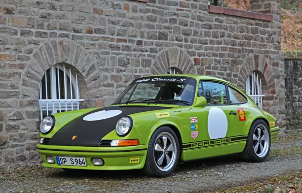 Картинка Porsche, Green, Porsche 911, Front, 964, DP Motorsport