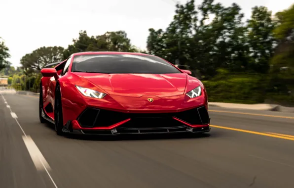 Картинка Lamborghini, Road, RED, VAG, Huracan, Sight