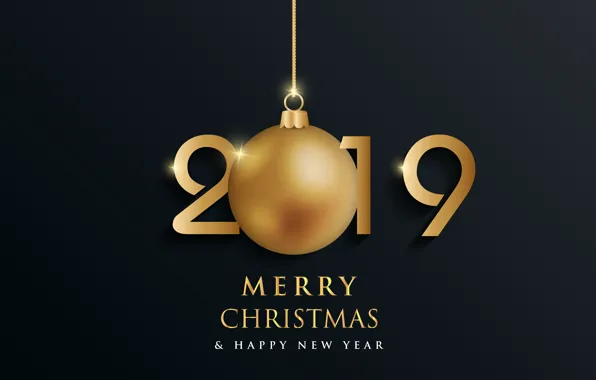 Картинка золото, Новый Год, цифры, golden, черный фон, black, background, New Year, Happy, sparkle, 2019