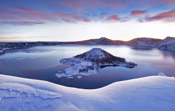 Картинка остров, Орегон, США, озеро Крейтер