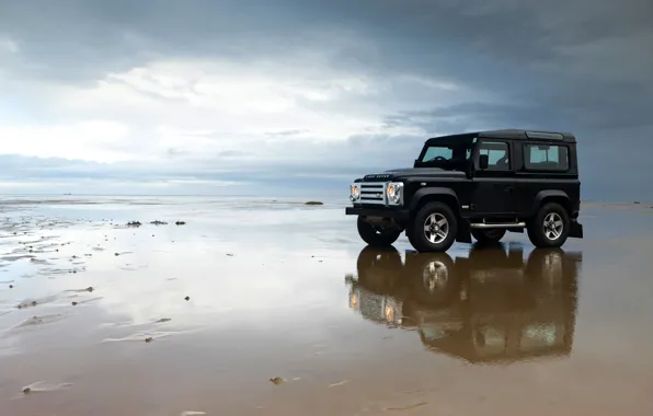 Картинка пляж, 2008, Land Rover, Defender, SVX, 60th Anniversary Edition