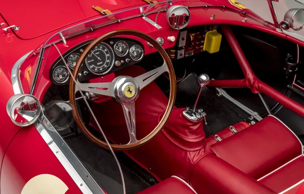 Картинка Салон, Спидометр, Ferrari, Classic, Руль, 1957, Scuderia Ferrari, 24 Hours of Le Mans, 24 часа …