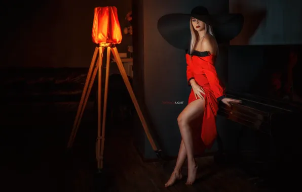 Картинка поза, Девушка, шляпа, платье, ножки, вырез, Alexander Drobkov-Light, Карина Керина