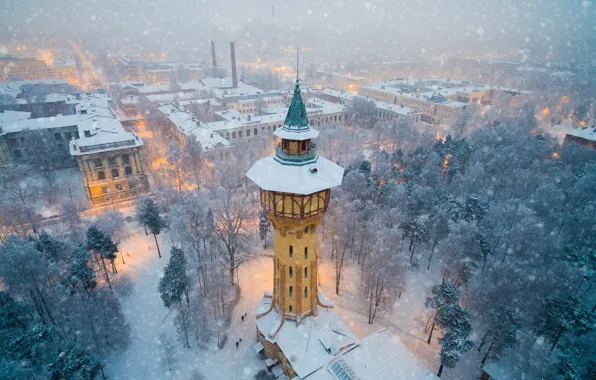 Картинка tower, winter, factory, cold, chimneys