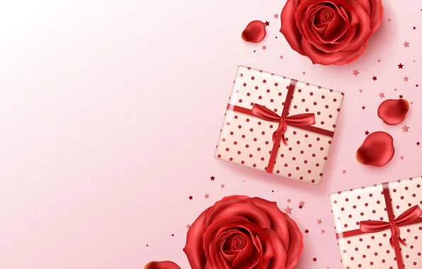 Картинка любовь, цветы, романтика, розы, подарки, red, love, happy, flowers, romantic, открытка, 14 февраля, Valentine's Day, …