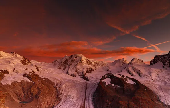 Картинка Пеннинские Альпы, скалистый хребет, Горнерграт