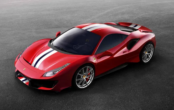 Картинка красный, Ferrari, 2019, V8 twin turbo, 488 Pista, серый асфальт