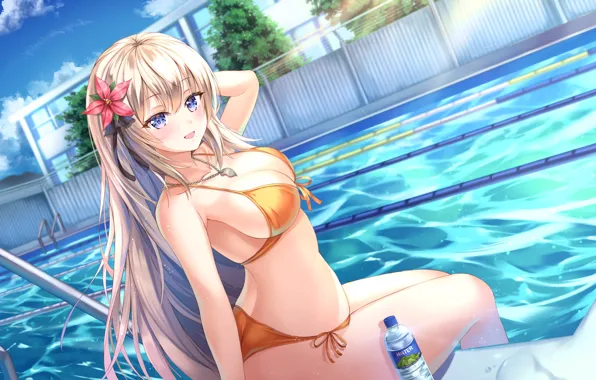Картинка купальник, девушка, аниме, бассейн