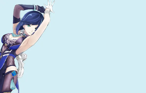 Картинка hot, sexy, blue, anime, blue eyes, pretty, armpit, blue hair, genshin impact, genshin, anime babe, …