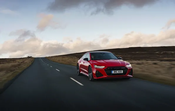 Картинка дорога, Audi, равнина, RS 7, 2020, UK version, RS7 Sportback