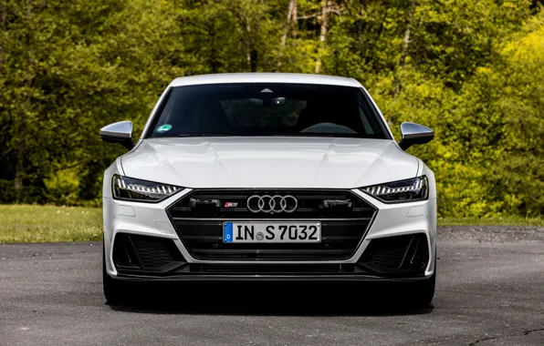 Картинка белый, Audi, вид спереди, Audi A7, 2019, S7 Sportback
