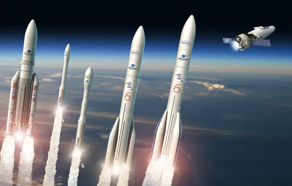 Картинка космос, ракеты, Vega, Ariane 5, Ariane 64, Space Rider, Vega-C, Ariane 62