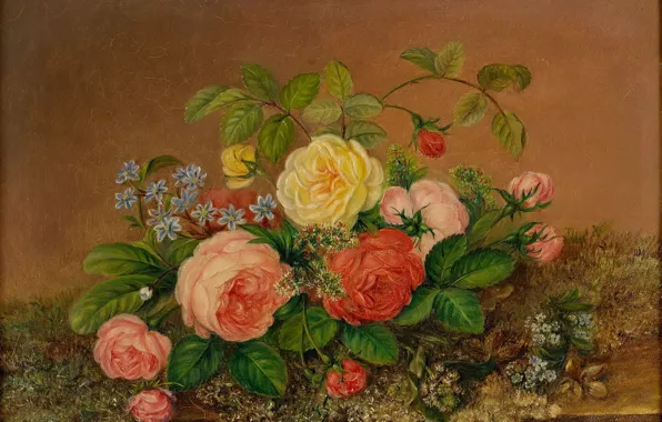 Картинка цветы, масло, розы, натюрморт, Августа Плагеманн, Augusta Plagemann, «Stilleben med rosor»