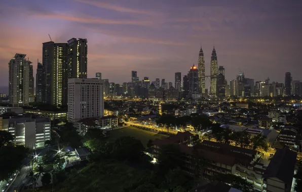 Картинка город, тьма, Малайзия, Куала-Лумпур